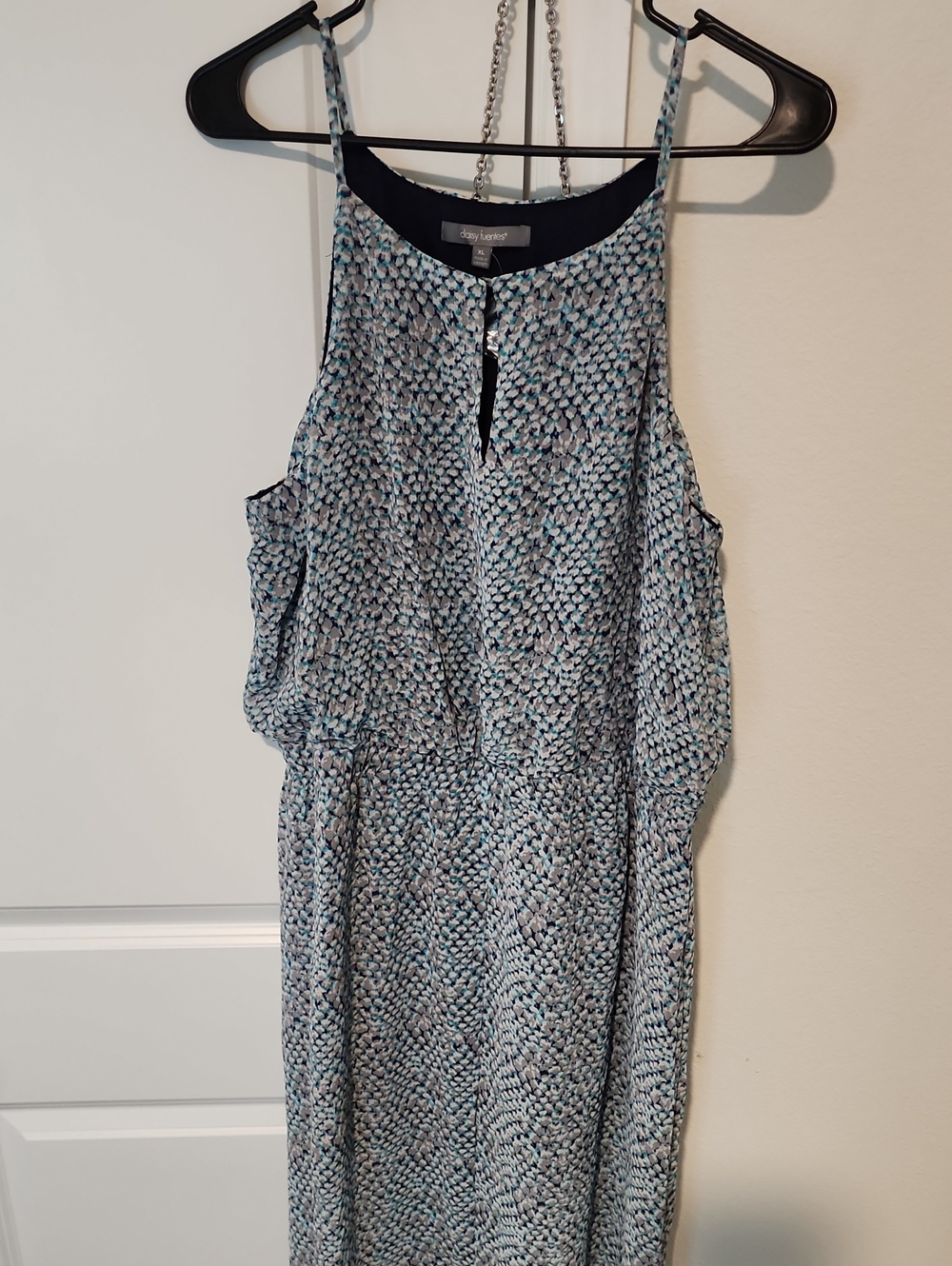 Daisy Fuentes Blue and White Printed Mini Dress